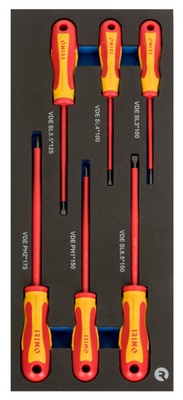 Destornilladores aislados ranurados y Phillips en foam 1/3 (6 piezas)