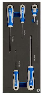 Destornilladores Phillips en foam 1/3 (5 piezas)